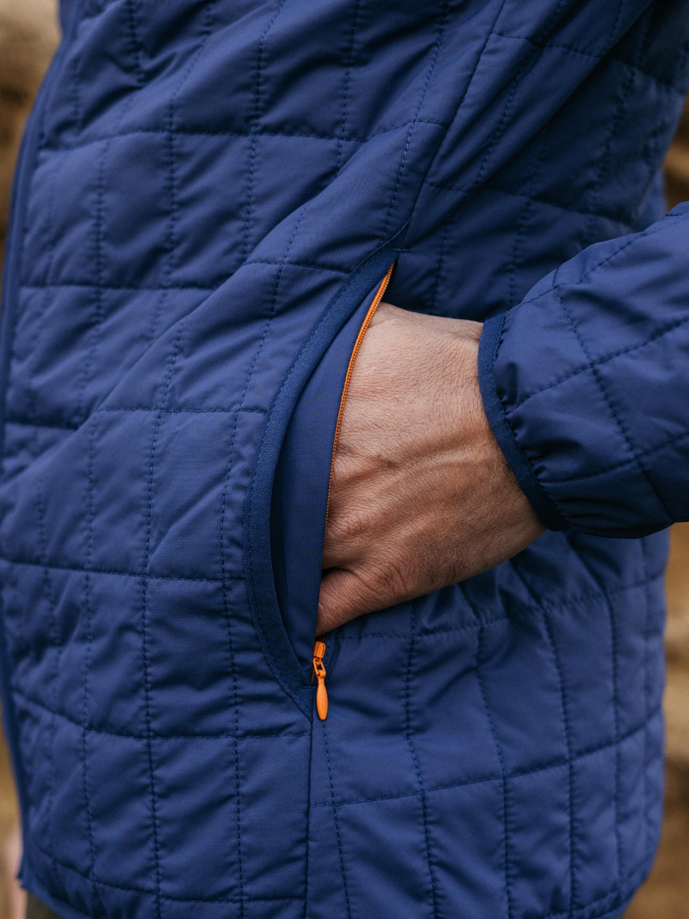 Men Insulated Hooded Jacket in Navy - Firecrest