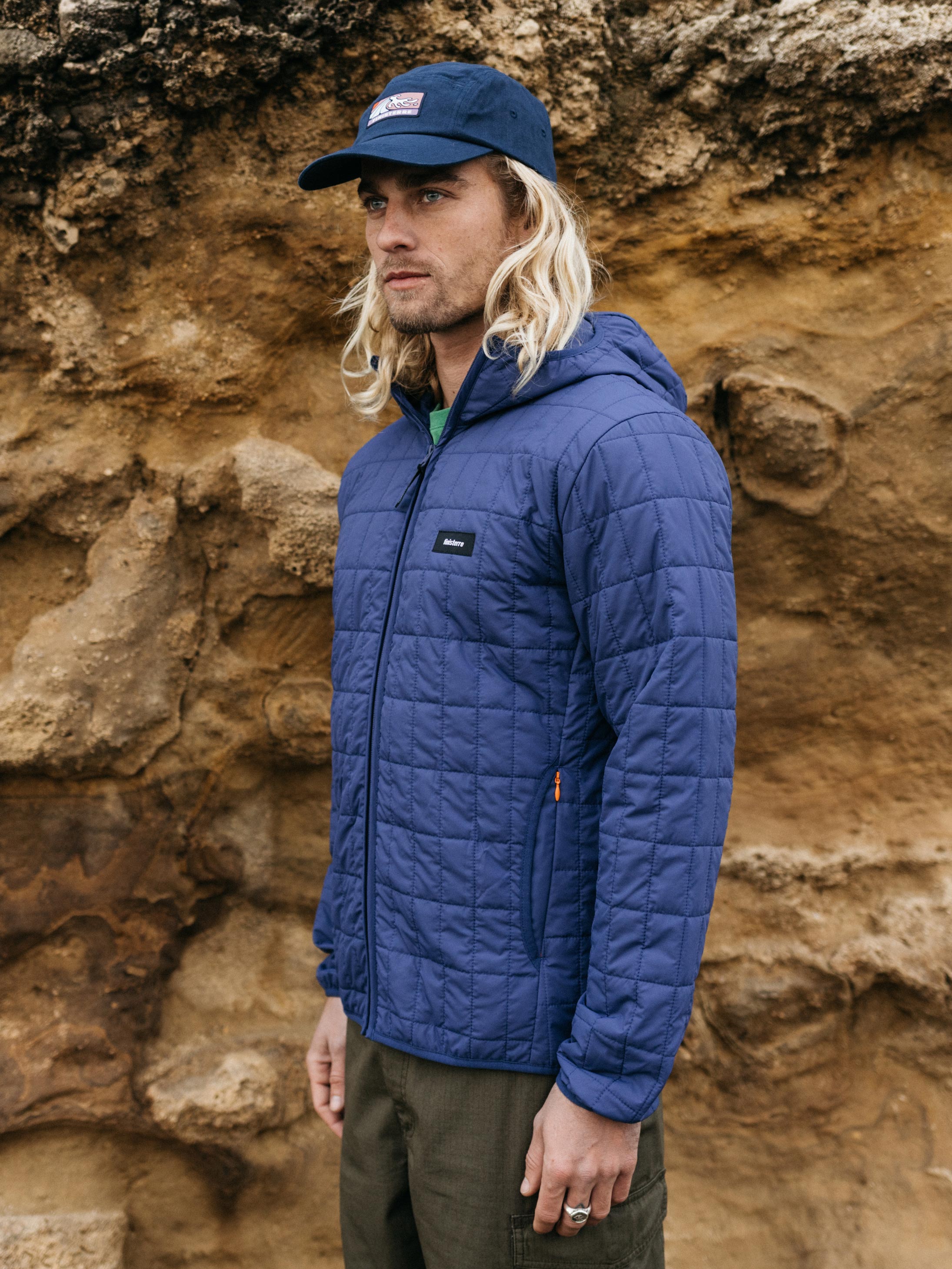 Men Insulated Hooded Jacket in Navy - Firecrest