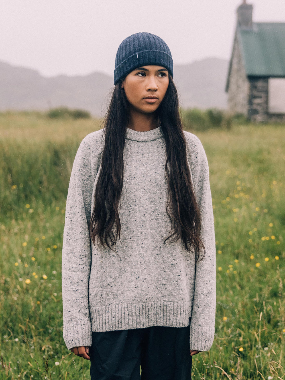 Women Wool Crew Neck Knit Jumper in Dove Grey - Farne