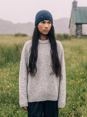 Women Wool Crew Neck Knit Jumper in Dove Grey - Farne