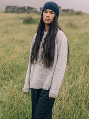 Women Wool Crew Neck Knit Jumper in Dove Grey - Farne