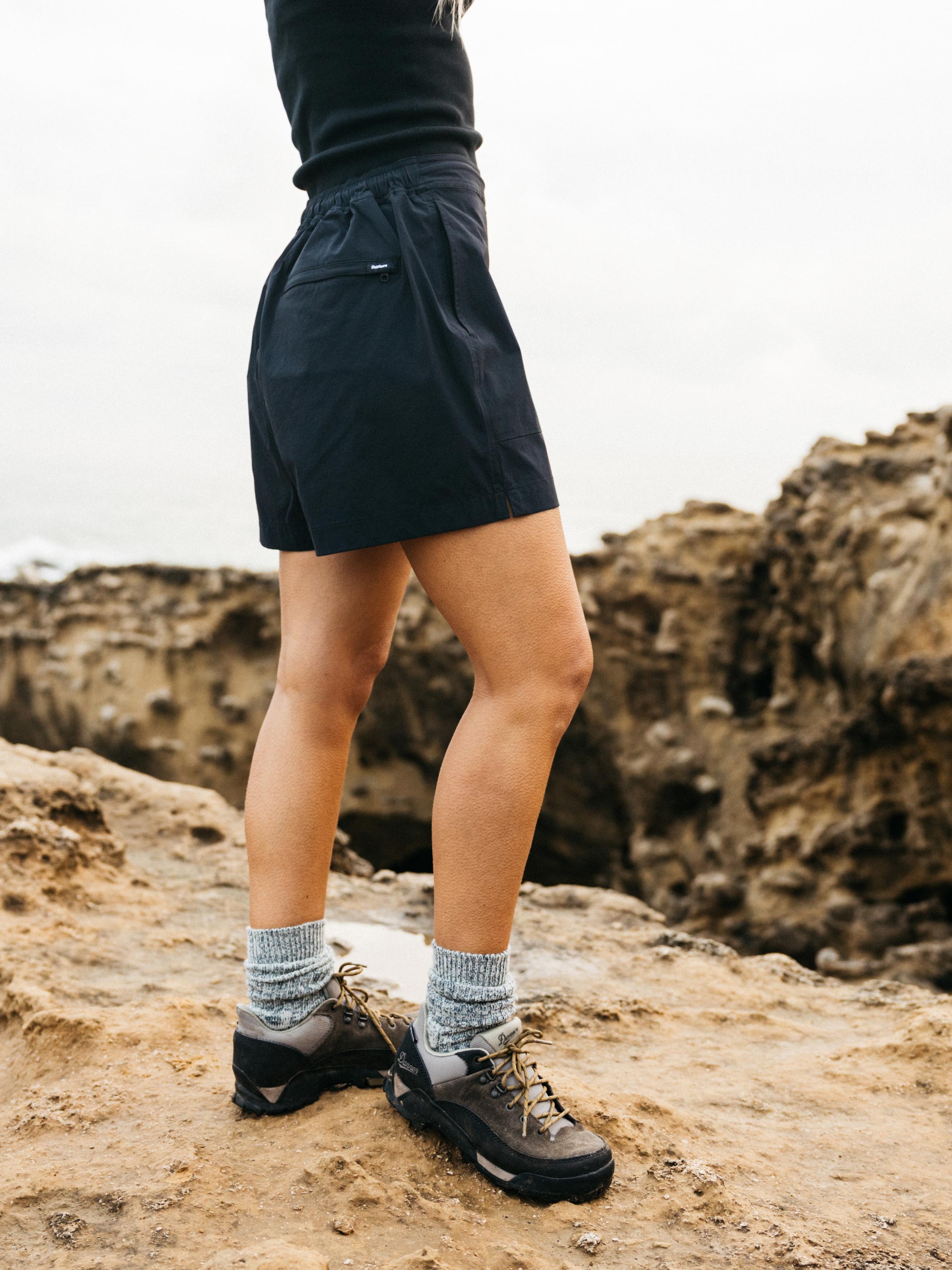 Women Recycled Hybrid Short in Black - Walker