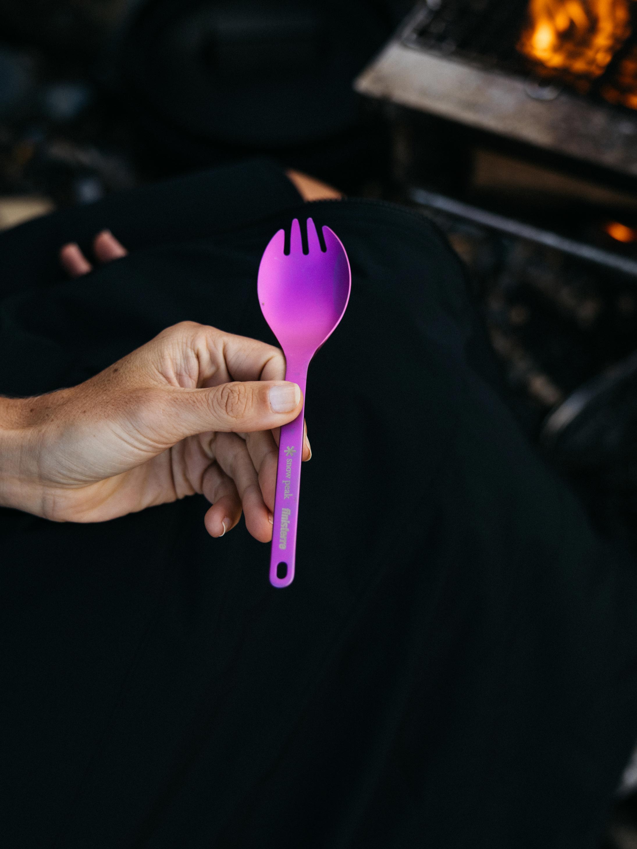 Men/Women Snow Peak + Finisterre Anodised Titanium Spork in Anodised Pink