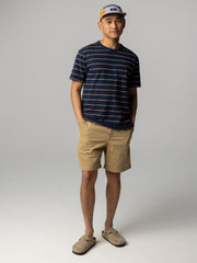 Men Organic Cotton T-Shirt in Navy Stripe - Channel