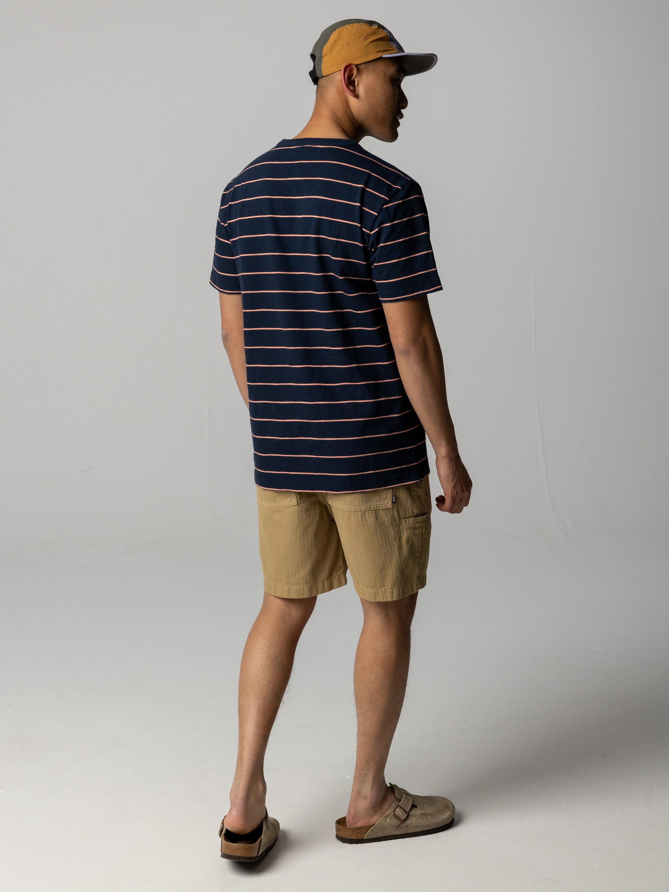 Men Organic Cotton T-Shirt in Navy Stripe - Channel