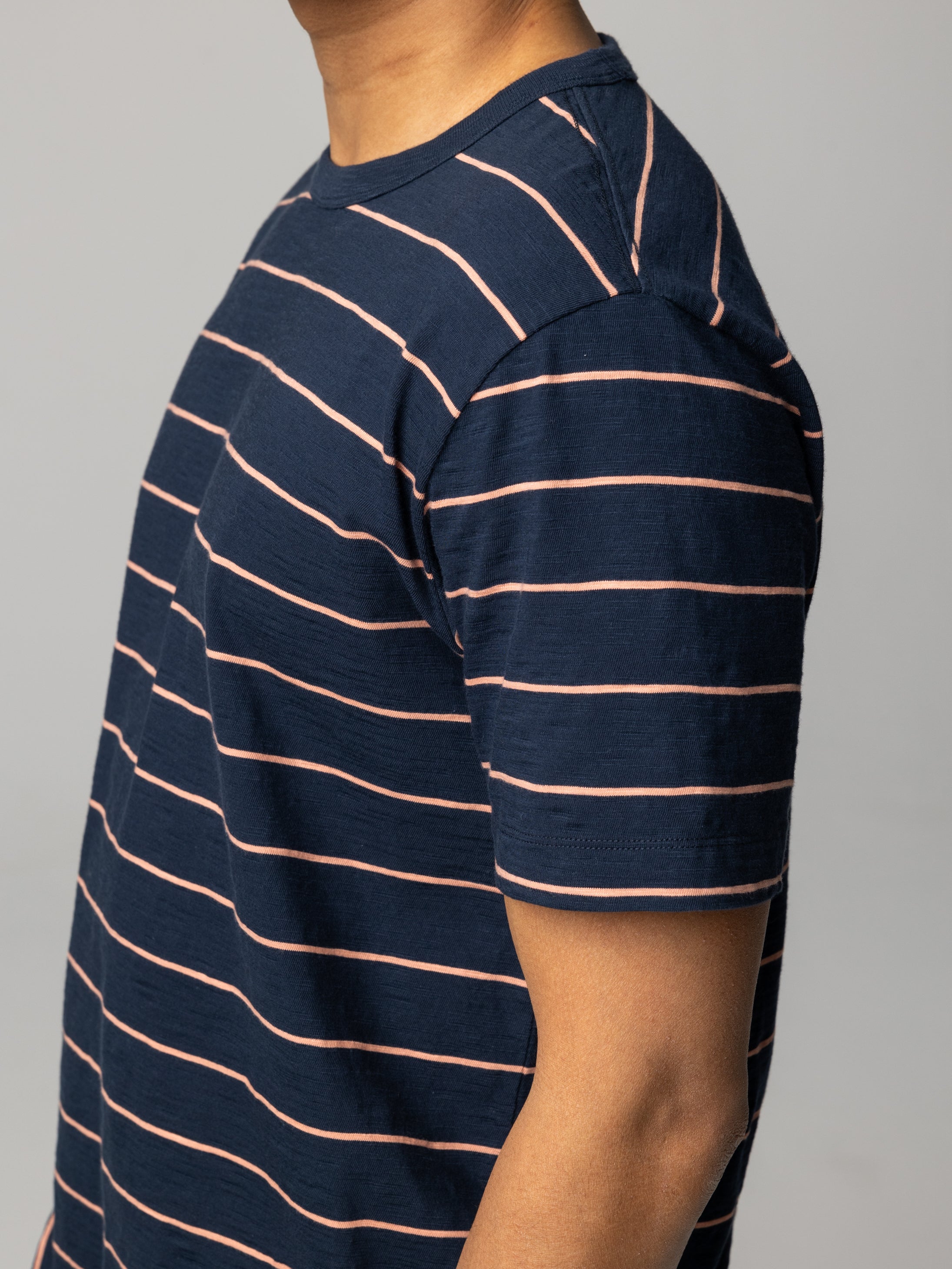 Men Organic Cotton T-Shirt in Navy Stripe - Channel