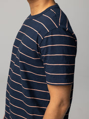 Men Organic Cotton T-Shirt in Navy Stripe - Channel
