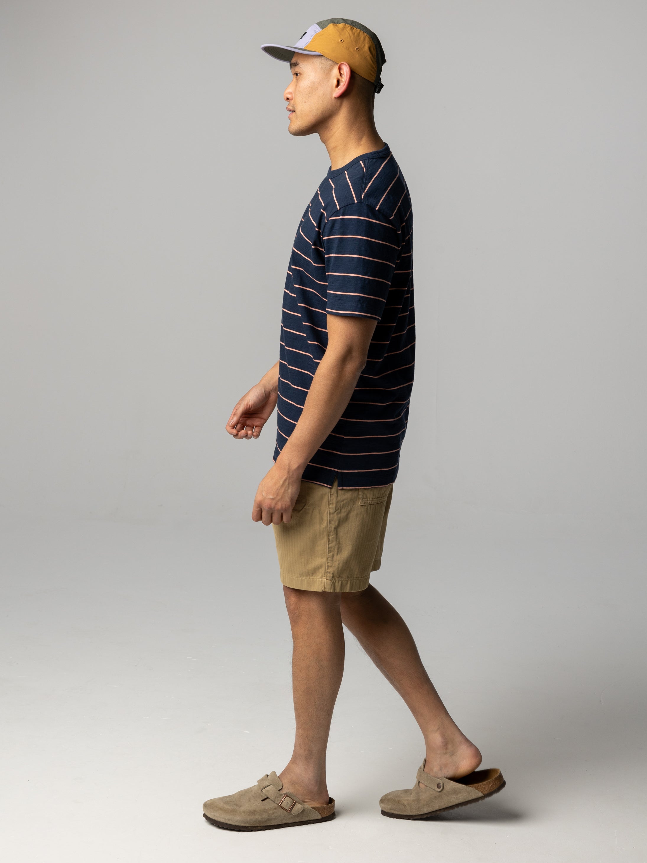 Men Organic Cotton T-Shirt in Navy Stripe - Channel