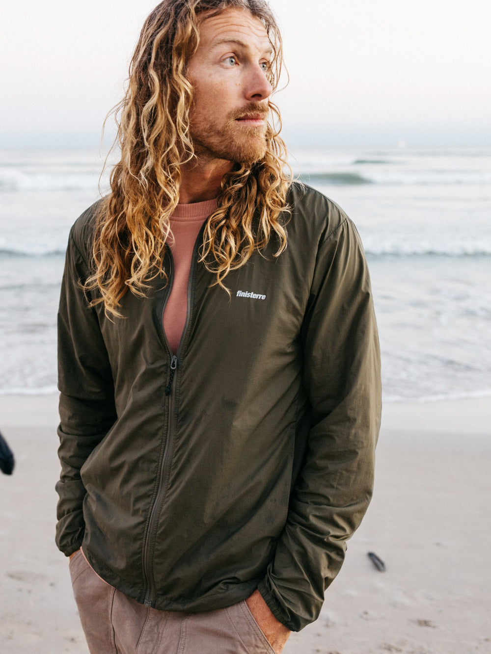 Men Recycled Windcheater Jacket in Olive - Forecast