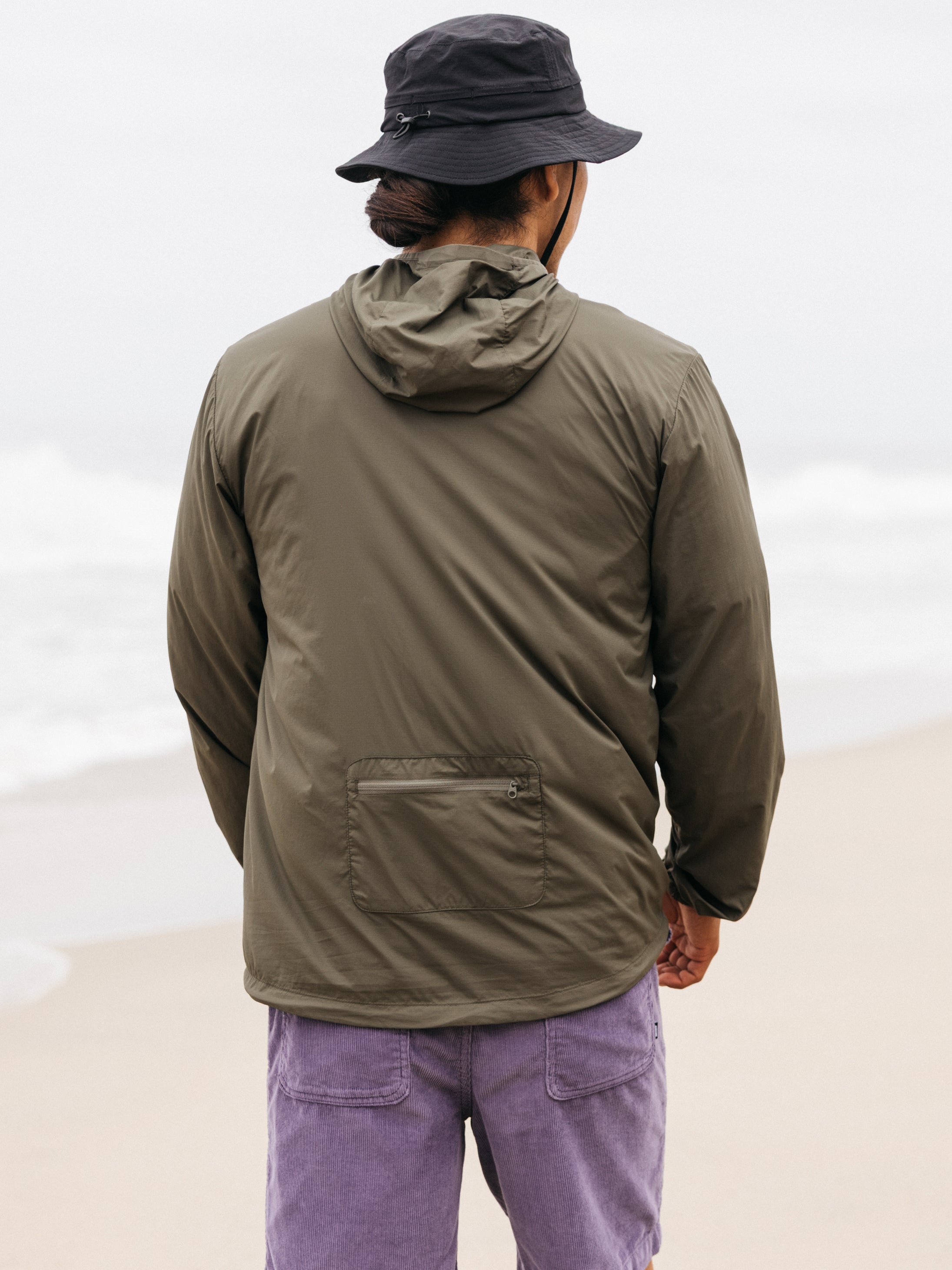 Men Recycled Windcheater Jacket in Olive - Forecast