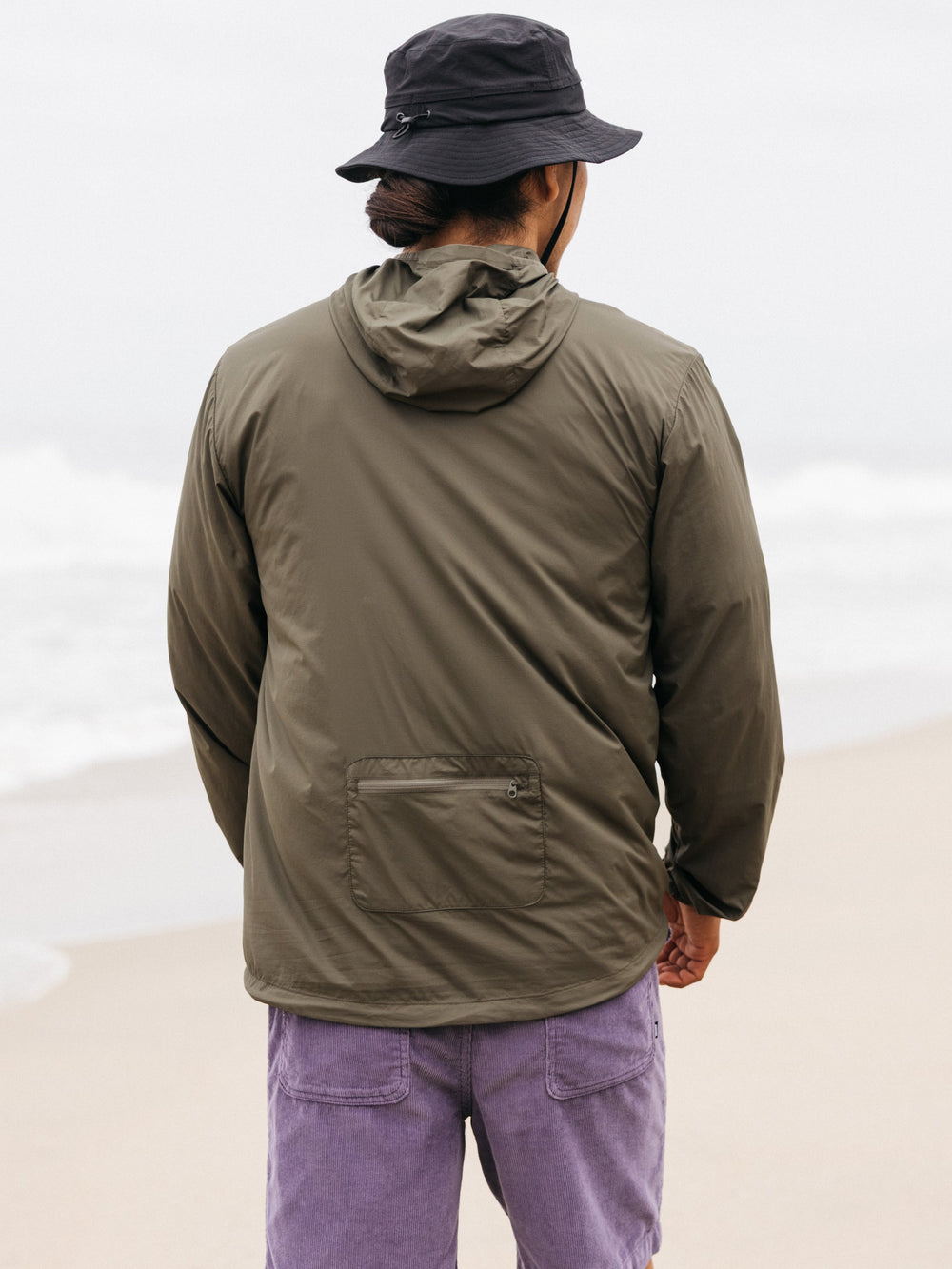 Men Recycled Windcheater Jacket in Olive - Forecast