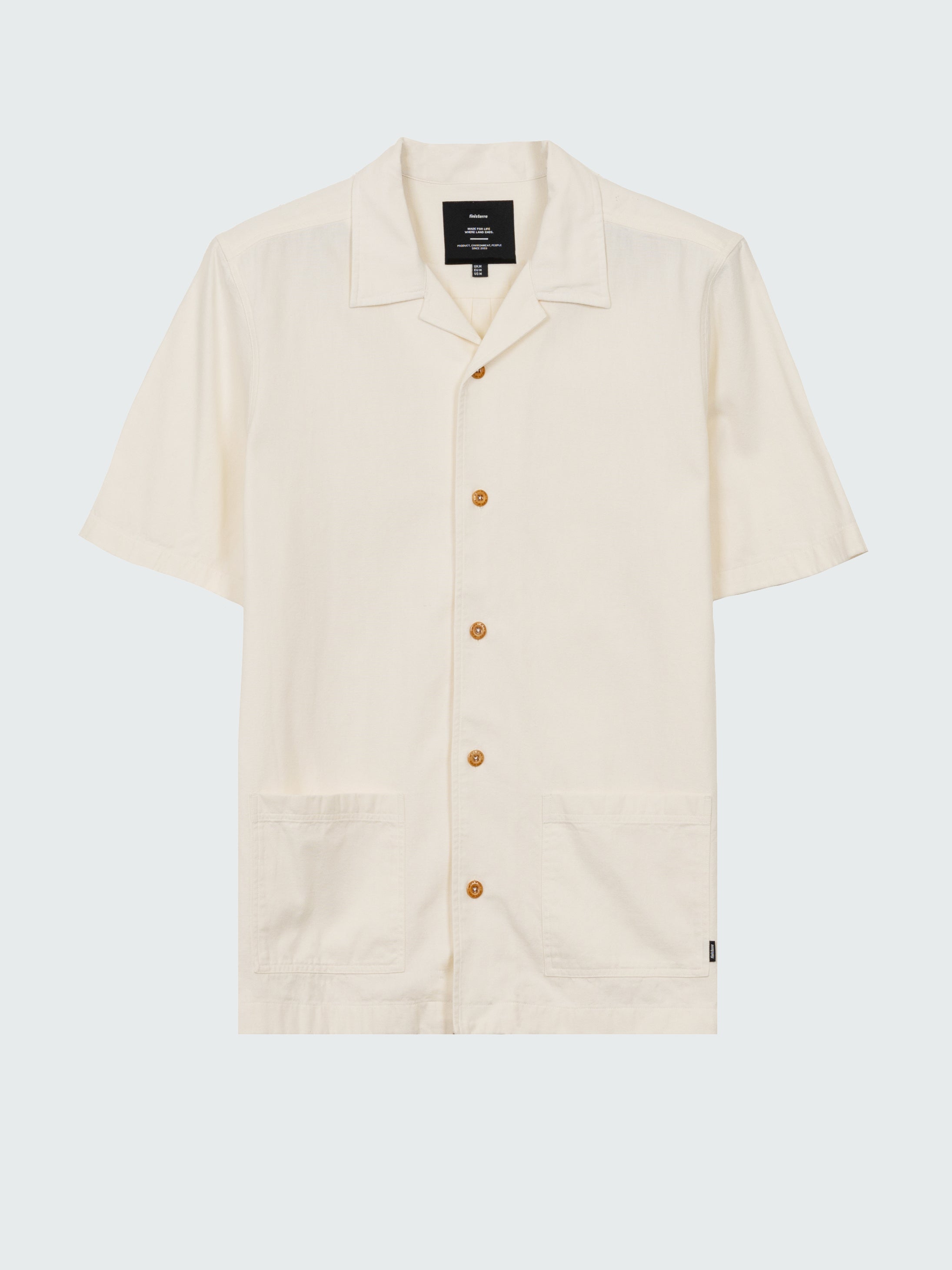 Men Cotton Short Sleeve Shirt in Ecru - Hendra