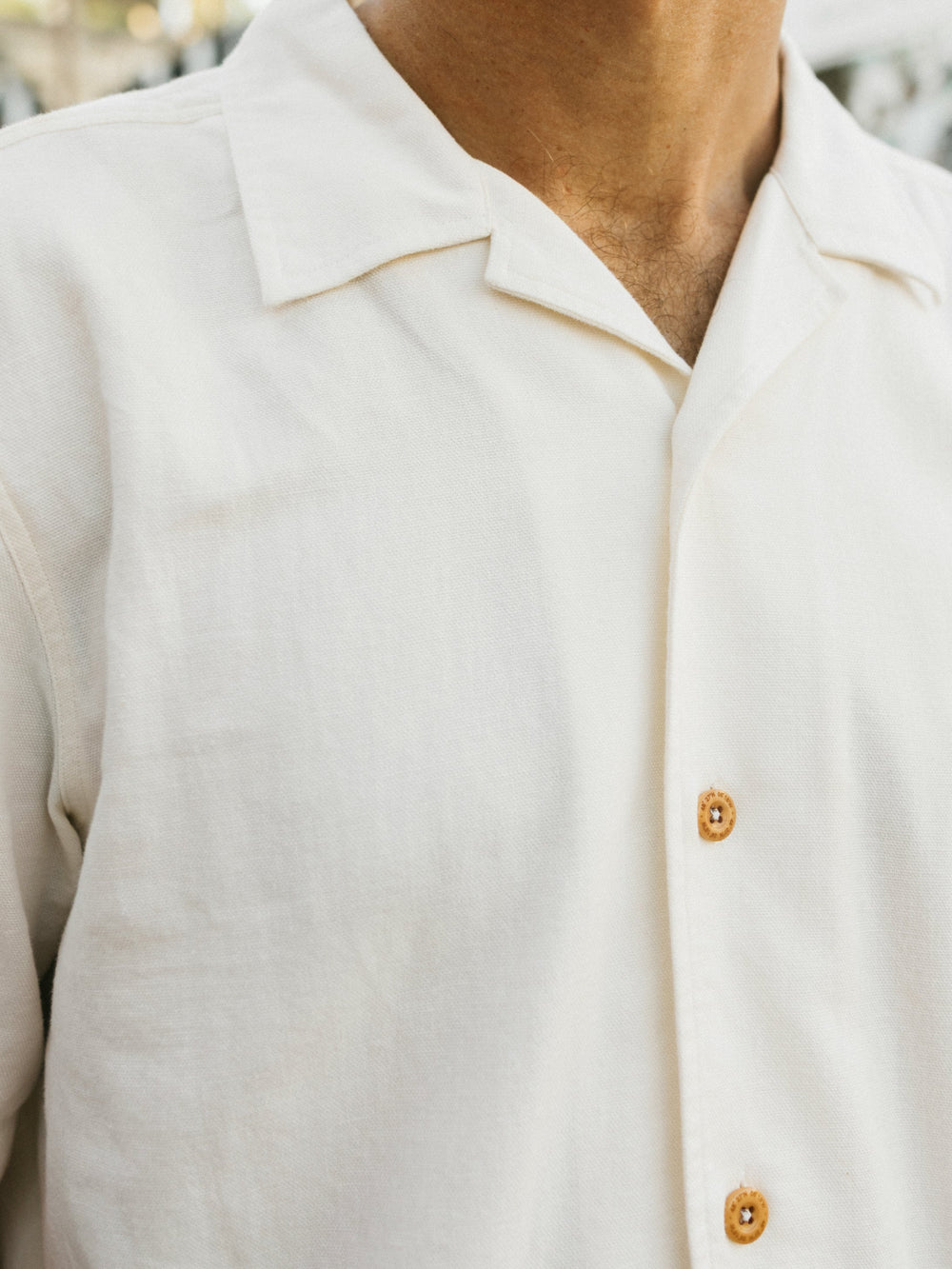 Men Cotton Short Sleeve Shirt in Ecru - Hendra