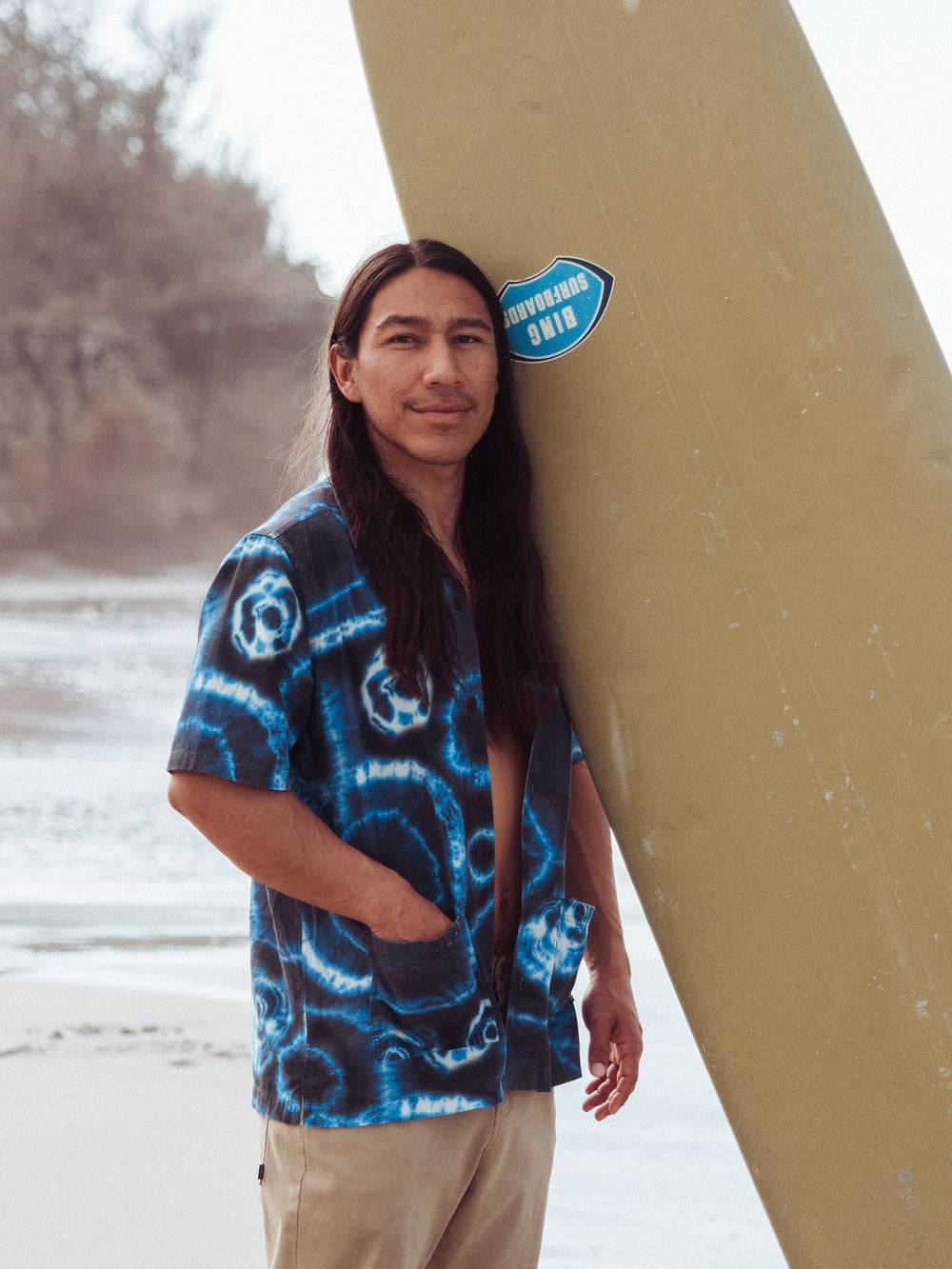 Men Linen Shirt in Shibori Print - Hendra