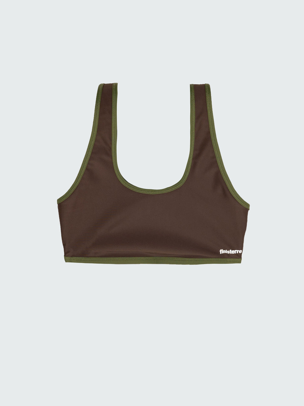 Women Recycled Scoop Bikini Top in Brown Print - Ailla