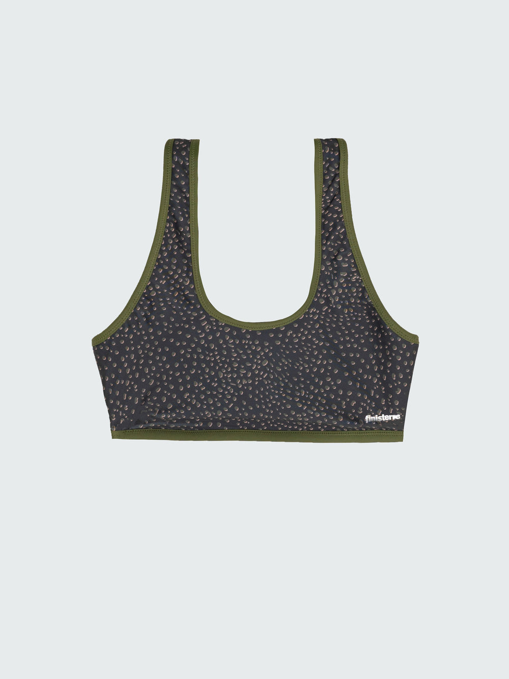 Women Recycled Scoop Bikini Top in Brown Print - Ailla