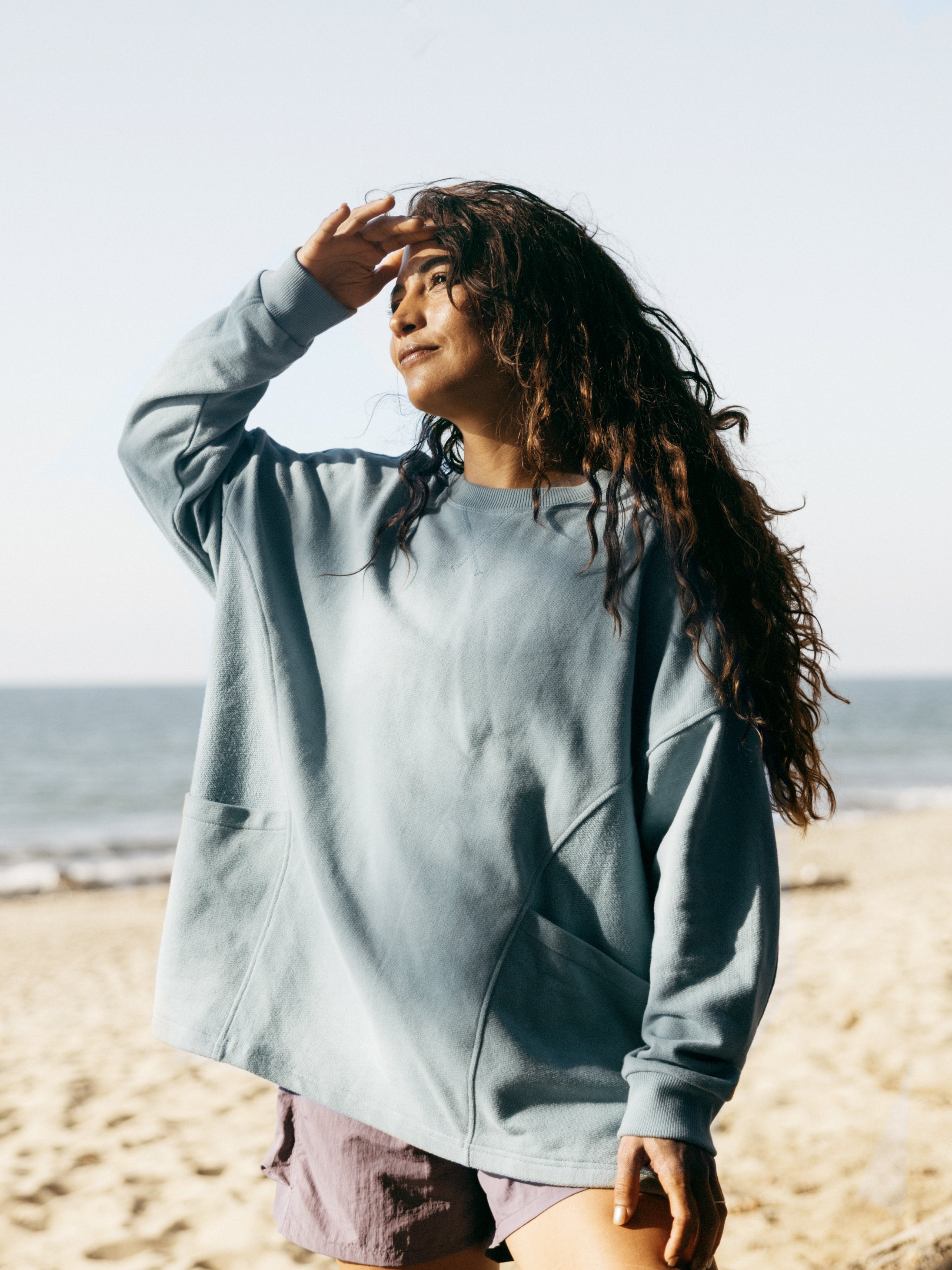 Women Vintage Inspired Blue Stone Sweatshirt - Awen