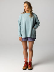 Women Vintage Inspired Blue Stone Sweatshirt - Awen
