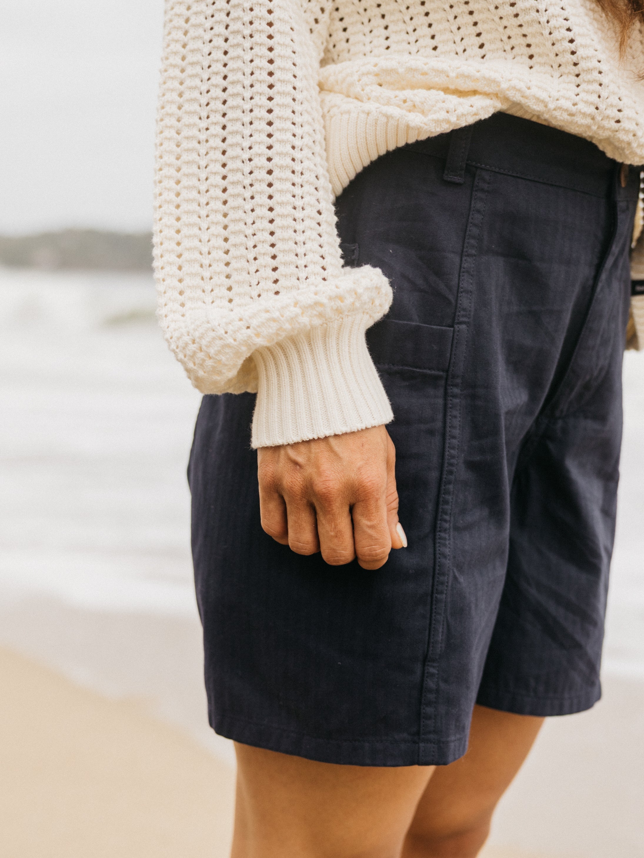 Women Organic Cotton Stitch Jumper in Ecru - Bracken