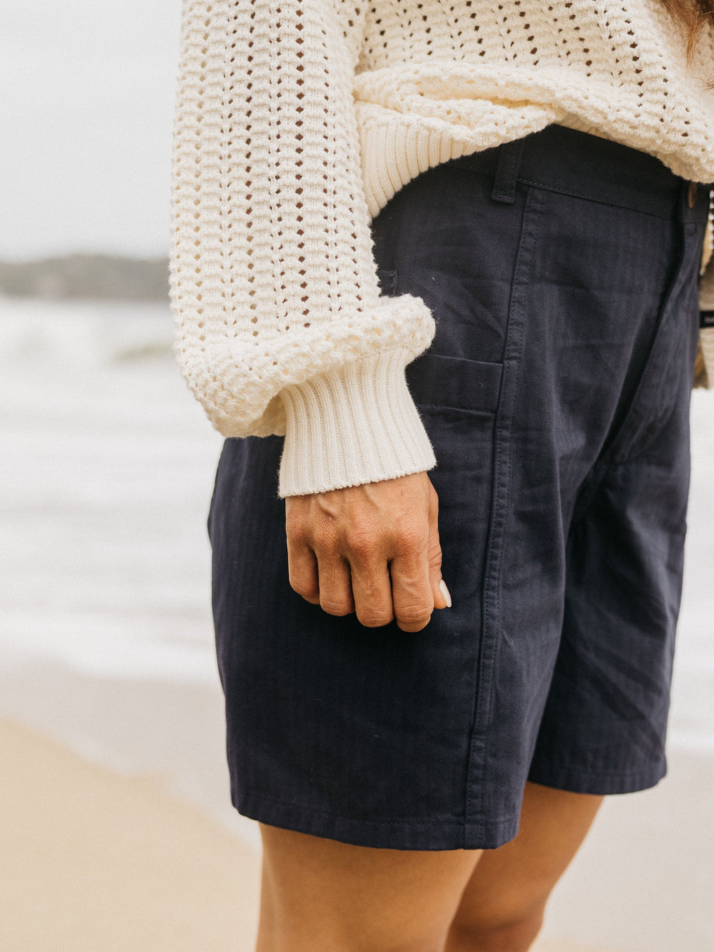 Women Organic Cotton Stitch Jumper in Ecru - Bracken