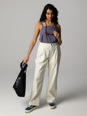 Women Organic Cotton Workwear Trouser in Ecru - Croft