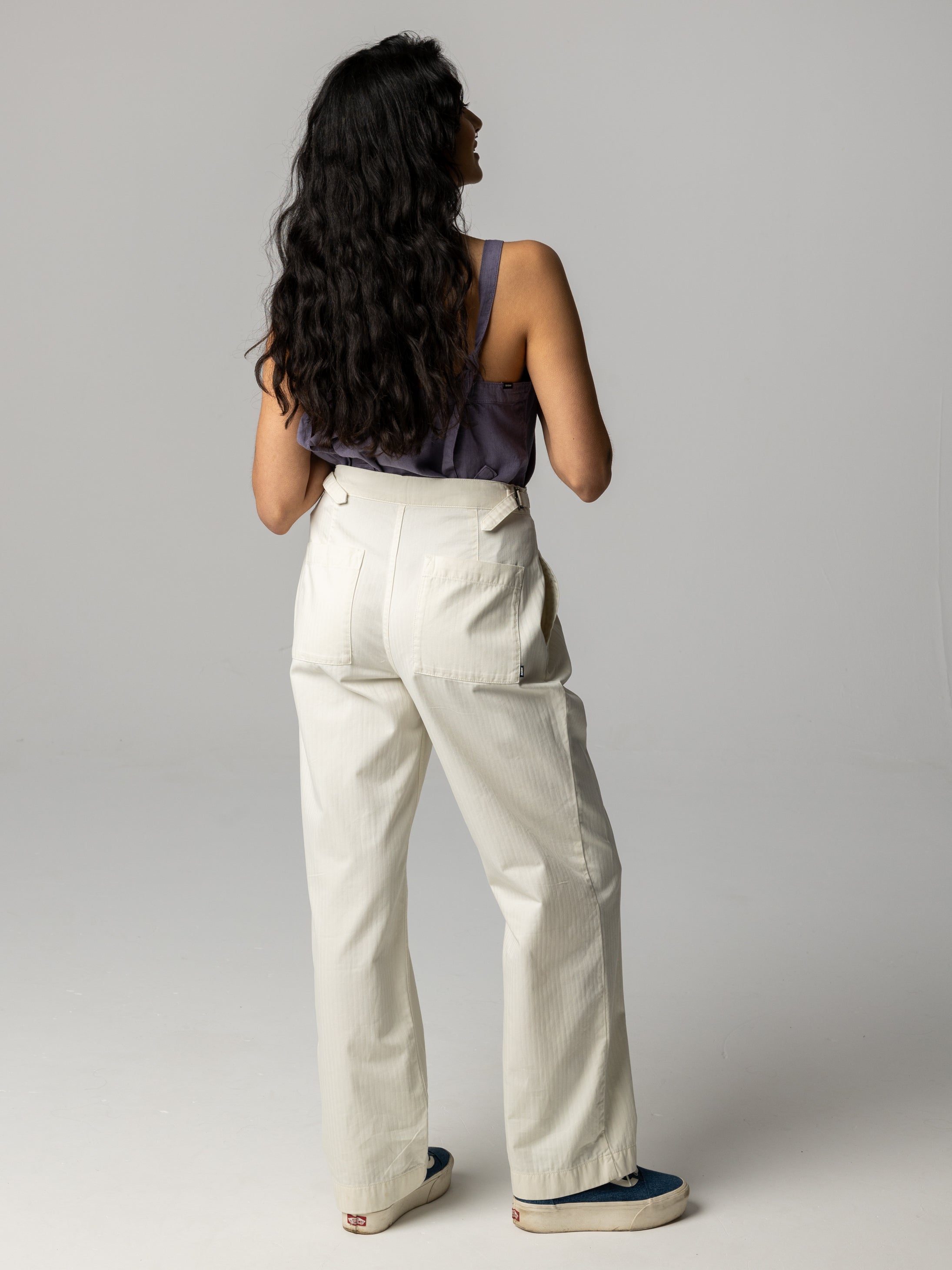 Women Organic Cotton Workwear Trouser in Ecru - Croft
