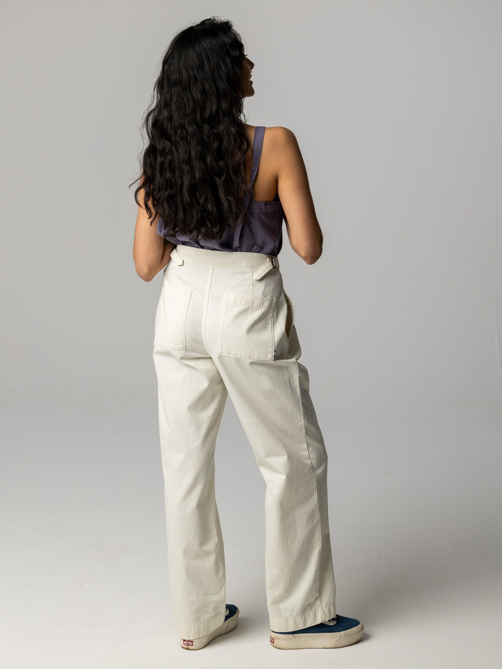 Women Organic Cotton Workwear Trouser in Ecru - Croft
