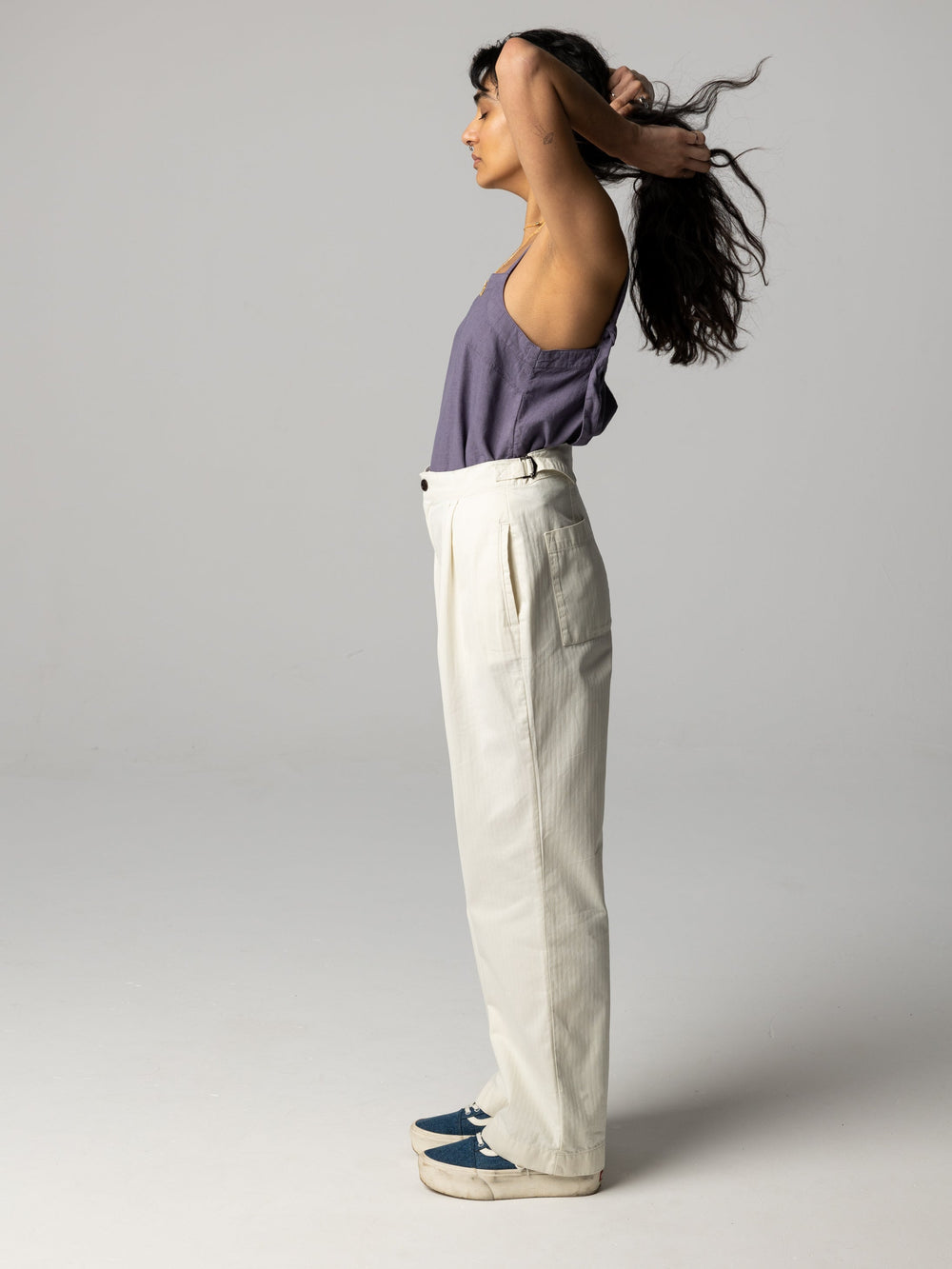 Women Organic Cotton Workwear Trouser in Ecru - Croft