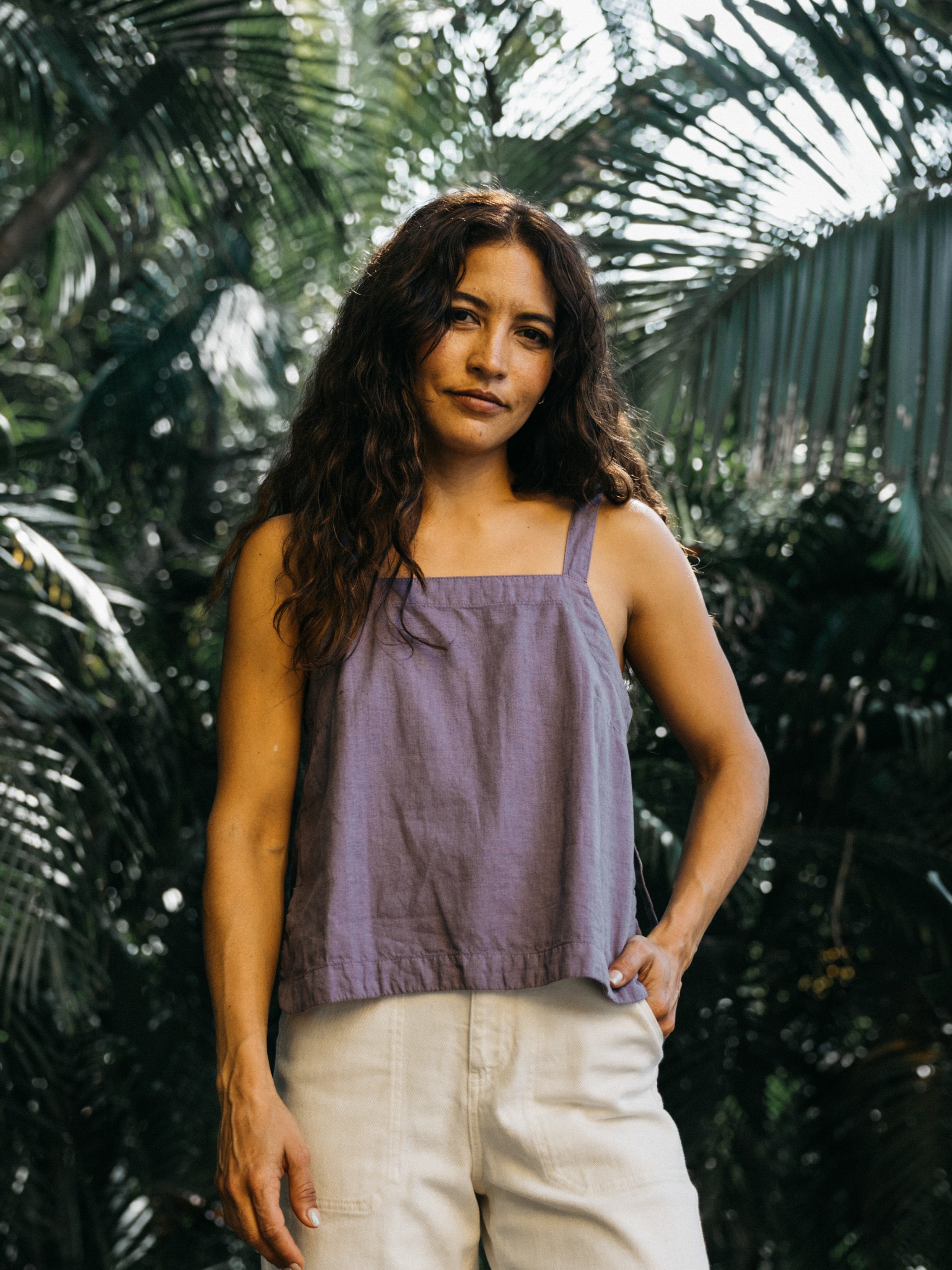 Women Hemp Cami Top in Purple - Morva