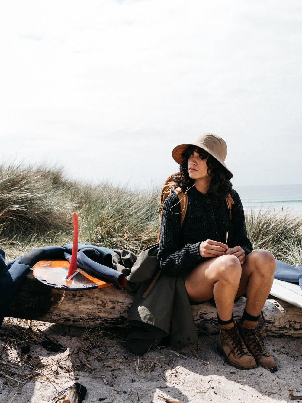 Women Wool Crew Neck Cardigan in Black - Mora