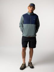 Men Recycled 1/4 Fleece in Deep Sea/Blue - Axiom