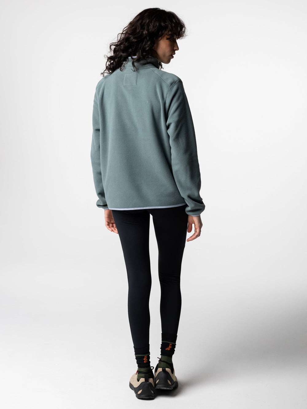 Women 1/4 Snap Fleece in Oatmeal/Deep Blue - Axiom