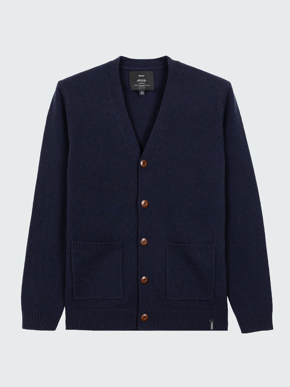 Men Wool Cardigan in Navy - Columba