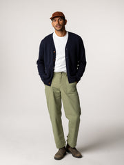 Men Wool Cardigan in Navy - Columba