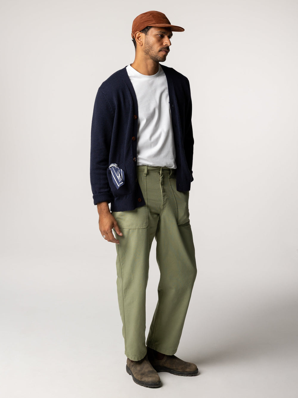Men Wool Cardigan in Navy - Columba