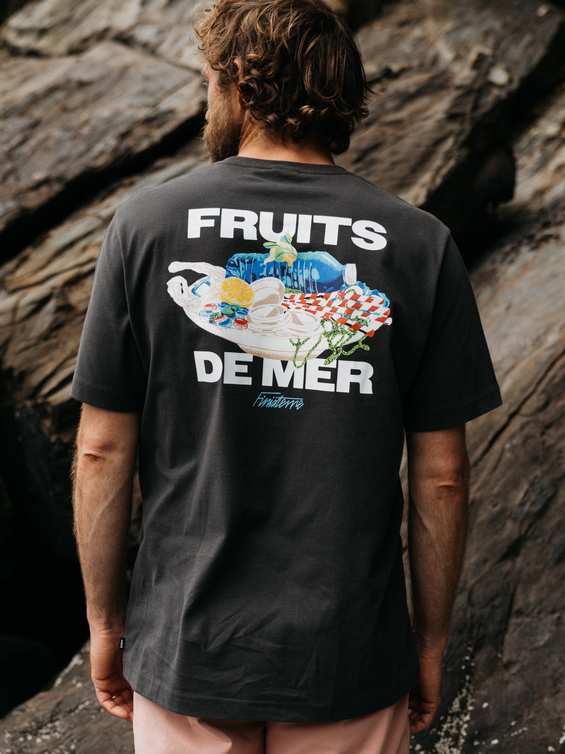 Men Organic Cotton T-Shirt in Raven - Fruits De Mer