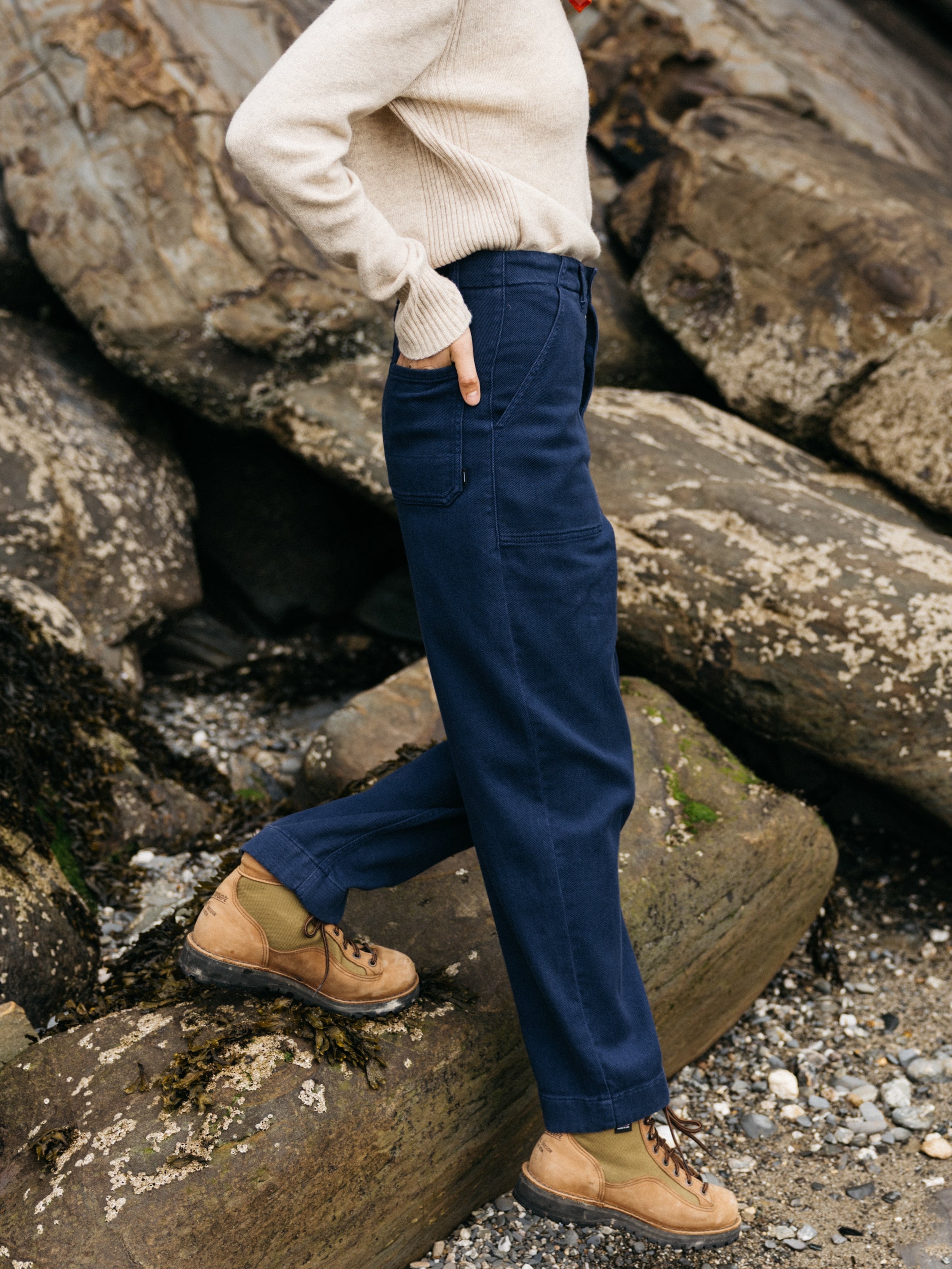 Women Organic Canvas Trouser in Blue - Yarrel
