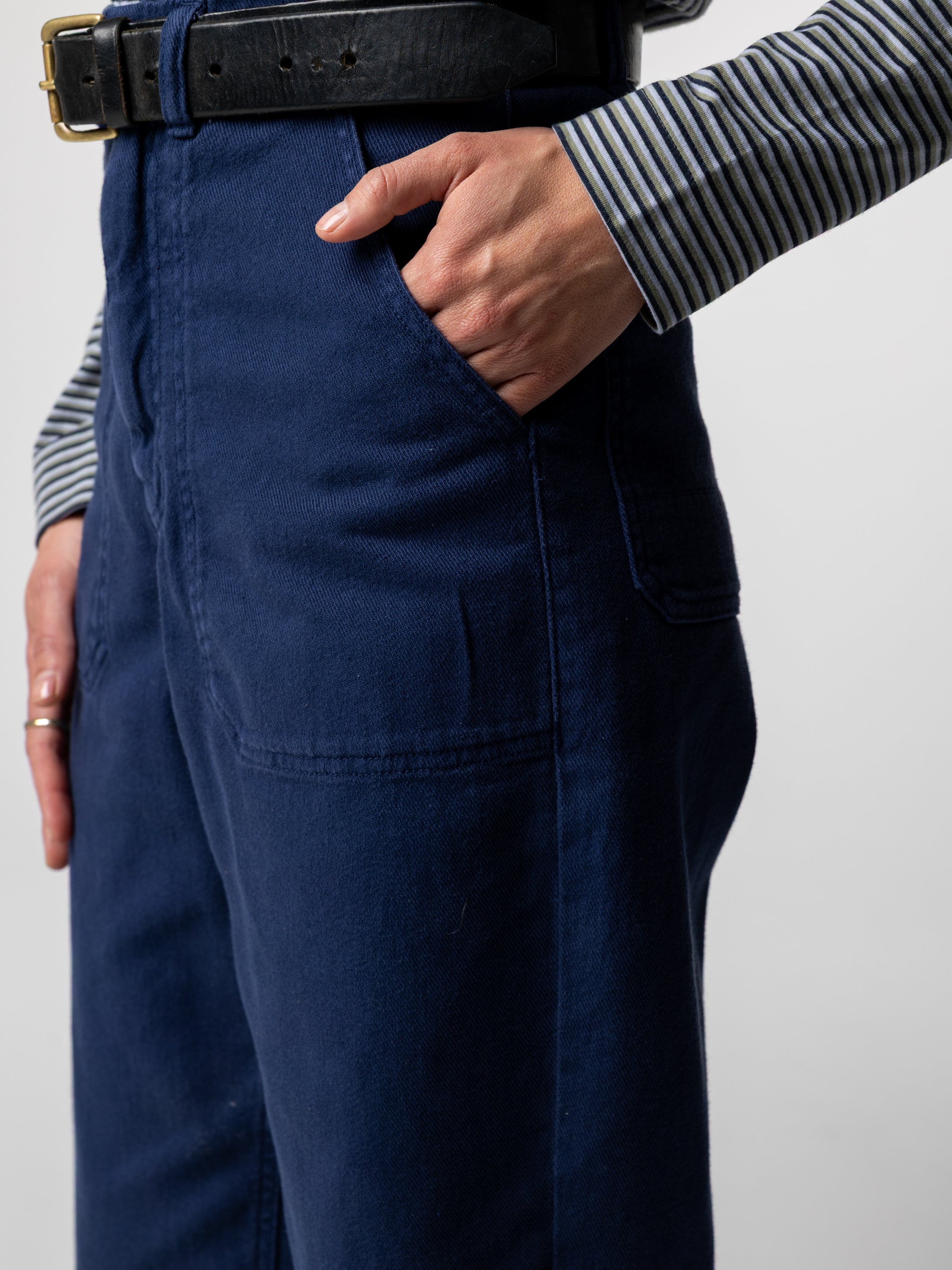 Women Organic Canvas Trouser in Blue - Yarrel