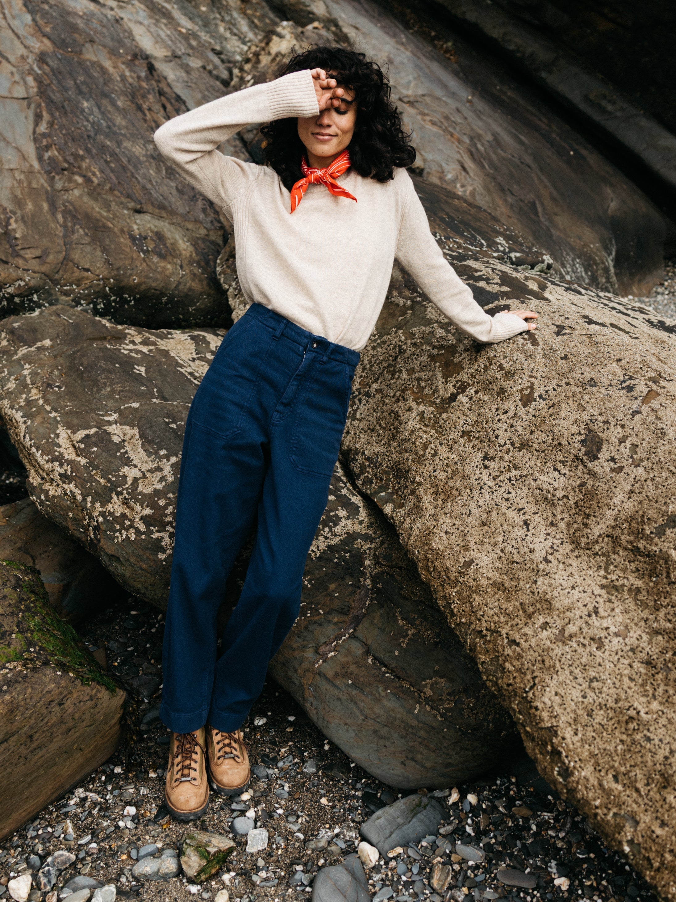 Women Organic Canvas Trouser in Blue - Yarrel
