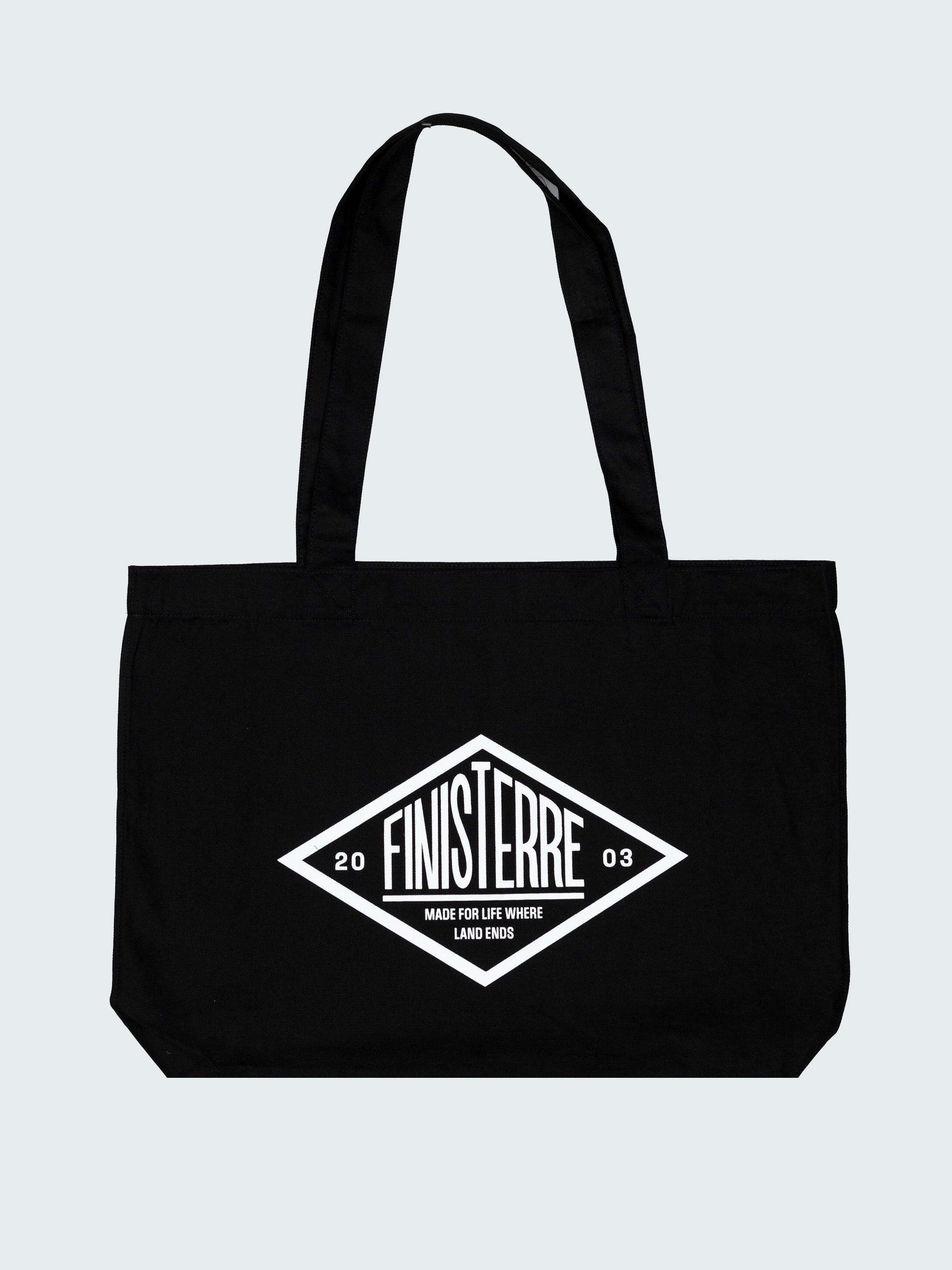 Men/Women Organic Cotton Tote Bag in Black - Diamond Type