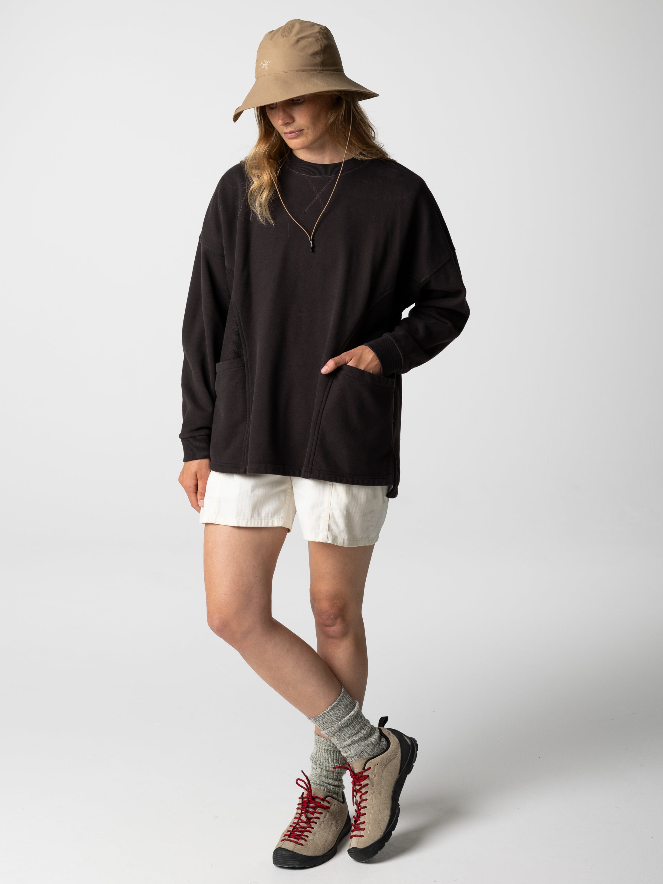 Women Organic Cotton Sweatshirt in Brown - Awen