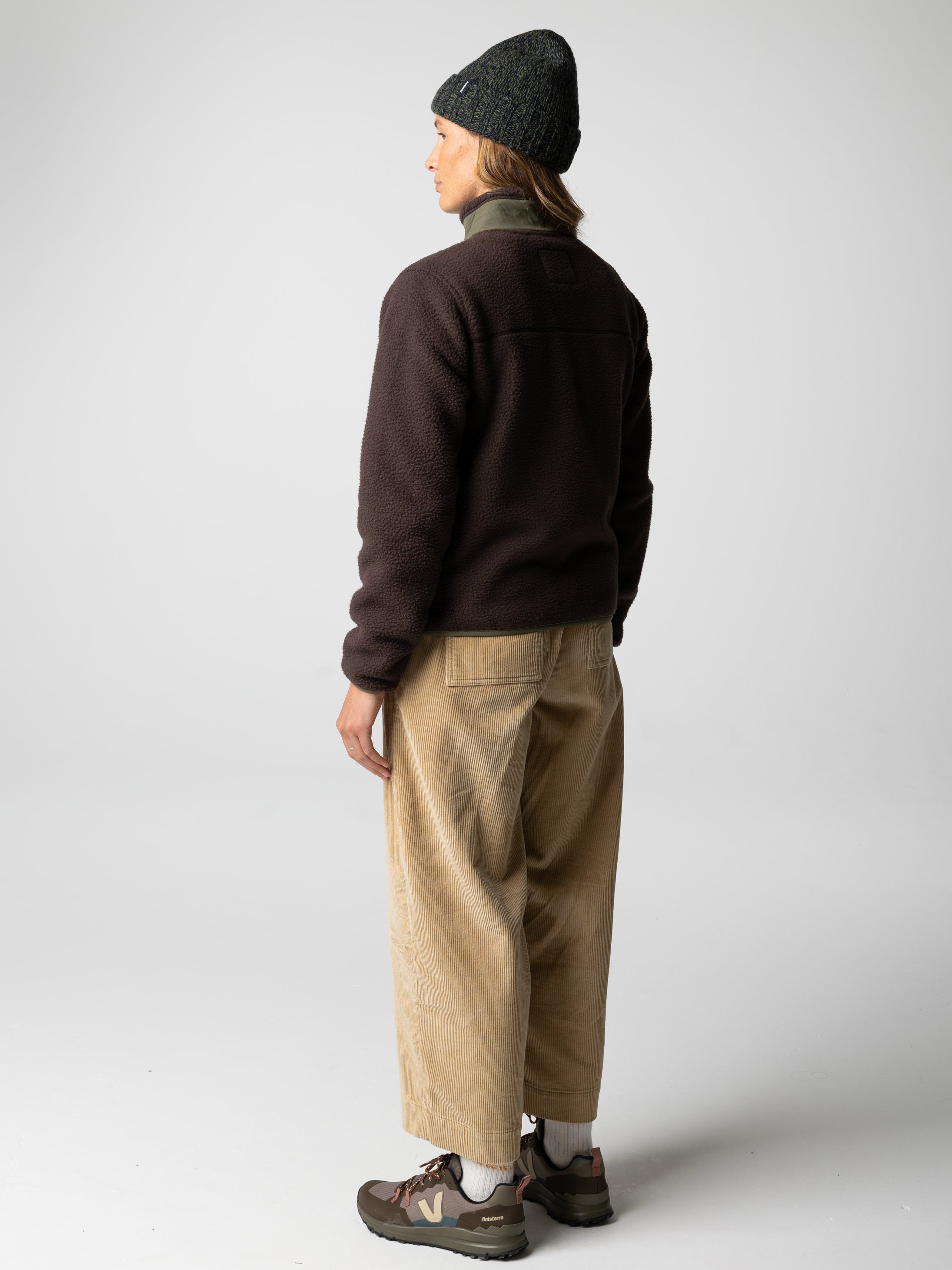 Women Recycled Fleece Jacket in Brown/Olive - Bolster