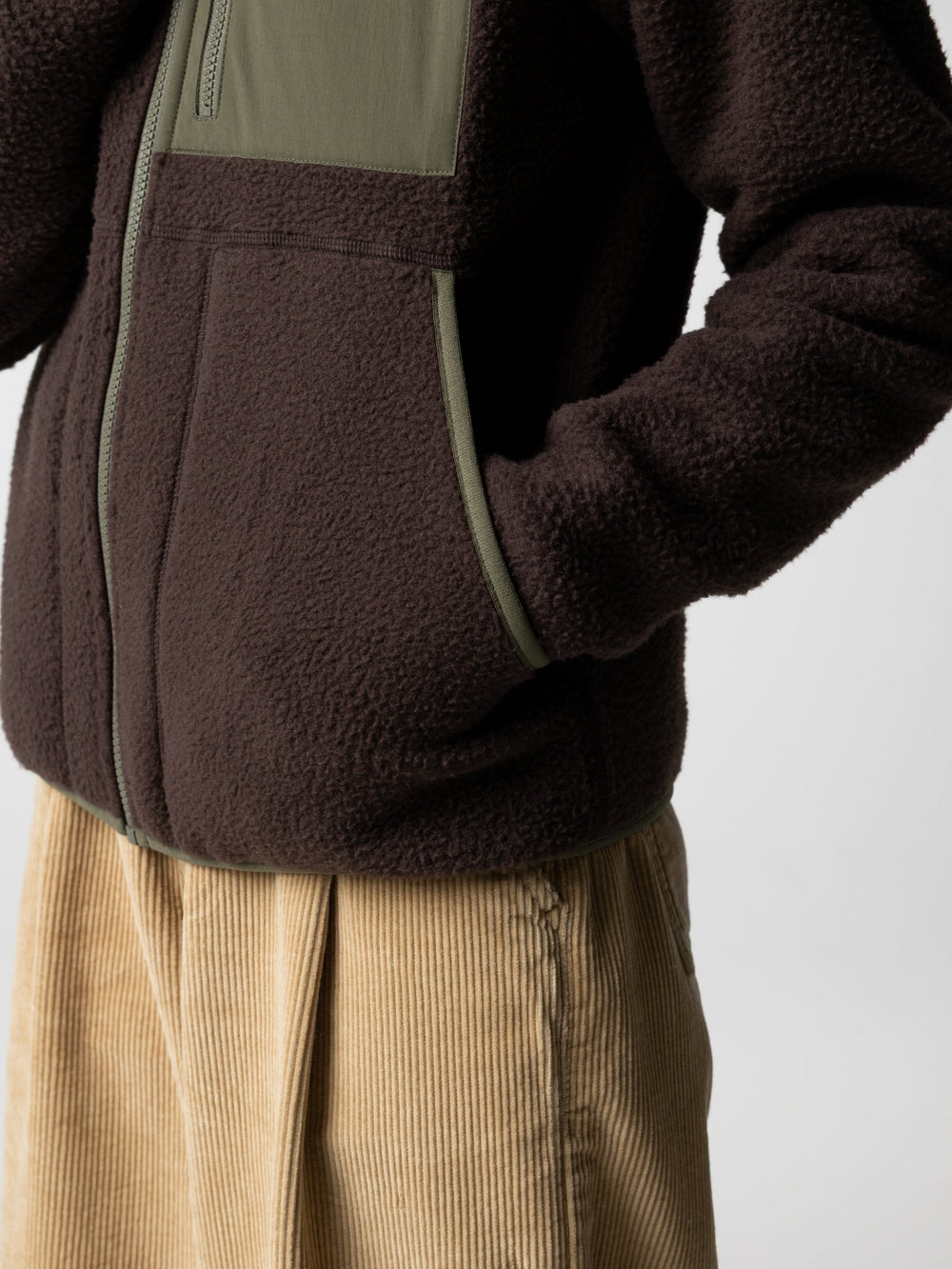 Women Recycled Fleece Jacket in Brown/Olive - Bolster