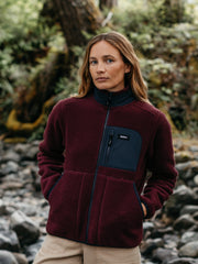 Women Recycled Fleece Jacket in Plum/Navy - Bolster