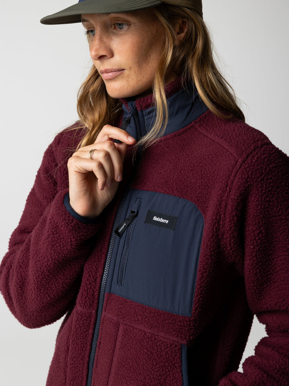 Women Recycled Fleece Jacket in Plum/Navy - Bolster