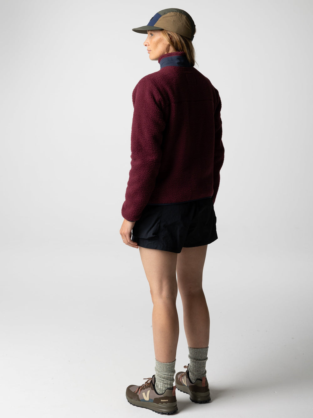 Women Recycled Fleece Jacket in Plum/Navy - Bolster