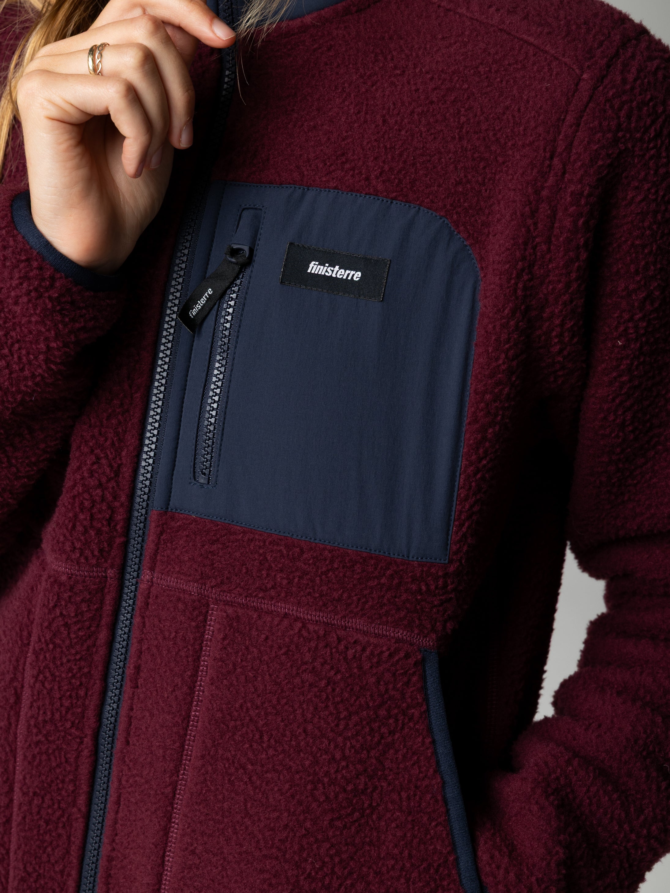 Women Recycled Fleece Jacket in Plum/Navy - Bolster
