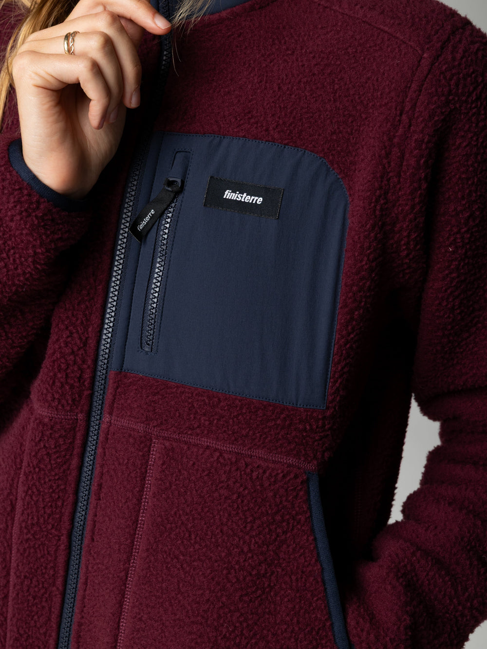 Women Recycled Fleece Jacket in Plum/Navy - Bolster
