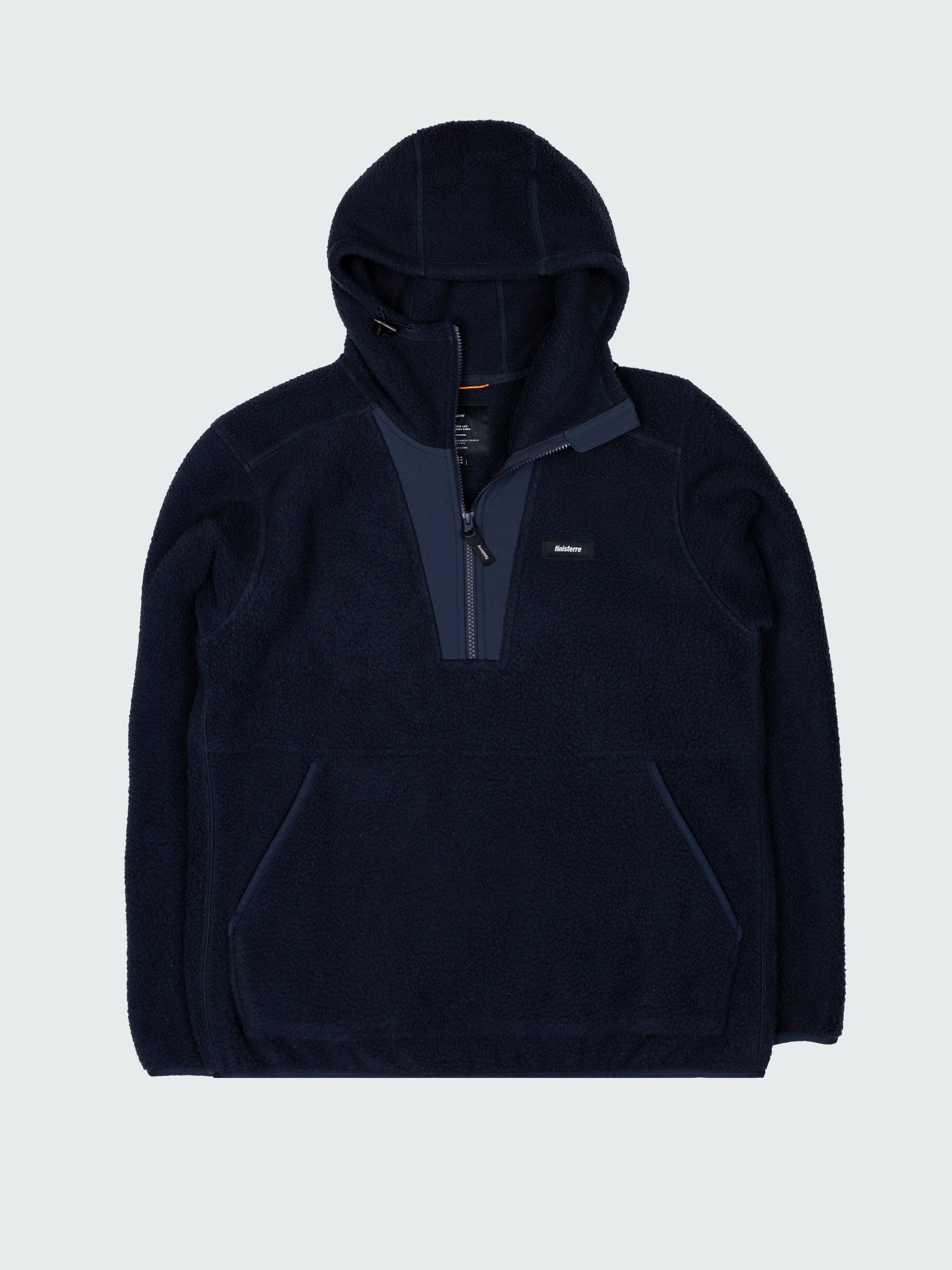Men Recycled Fleece Hoodie in Navy - Bolster