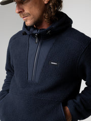 Men Recycled Fleece Hoodie in Navy - Bolster